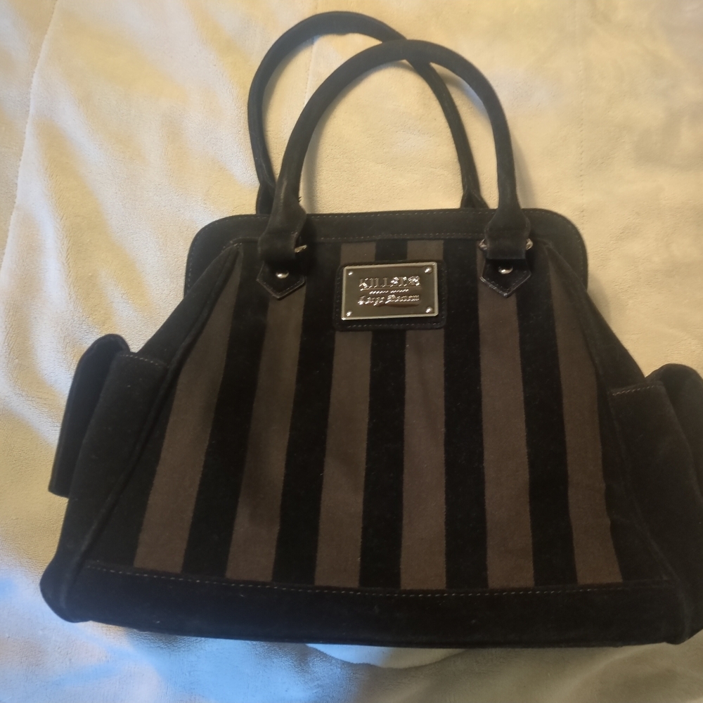 Killstar Black and Brown Satchel with Striped Design